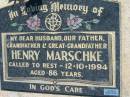 Henry MARSCHKE 12 Oct 1994, aged 86 Mount Beppo Apostolic Church Cemetery 