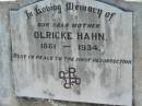 Olricke HAHN 1861 - 1934 Mount Beppo Apostolic Church Cemetery 