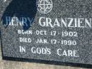 Henry GRANZIEN b: 17 Oct 1902, d: 17 Jan 1990 Mount Beppo Apostolic Church Cemetery 