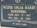 Walter Oscar Harry HORNBERG b: 17 Jul 1911, d: 29 Aug 1990 Mount Beppo Apostolic Church Cemetery 