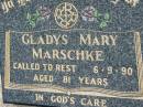 Gladys Mary MARSCHKE 6 Sep 1990, aged 81 Mount Beppo Apostolic Church Cemetery 