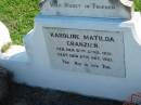
Karoline Matilda GRANZIEN
b: 6 Apr 1851, d: 2 Oct 1921
Mount Beppo Apostolic Church Cemetery
