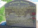 Bertha Wilhelmina Louisa ROSENTRETER (nee BAUER) b: 9 Apr 1884, d: 18 Feb 1923, aged 38 (erected by sons Bill and Arthur and grandsons Kerry, Wayne, Richard) Mount Beppo Apostolic Church Cemetery 