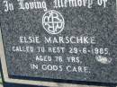 Elsie MARSCHKE 29 Jun 1985, aged 76 Mount Beppo Apostolic Church Cemetery 