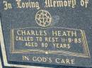
Charles HEATH
11 Sep 1985, aged 80
Mount Beppo Apostolic Church Cemetery
