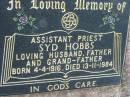 
assistant priest
Syd HOBBS
b: 4 Apr 1916, d: 13 Nov 1984
Mount Beppo Apostolic Church Cemetery
