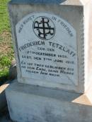 Friederich TETZLAFF b: 7 Dec 1852, 7 Jun 1915 Mount Beppo Apostolic Church Cemetery 