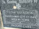 Gustav OSTROFSKI 27 Sep 1980, aged 82 Mount Beppo Apostolic Church Cemetery 