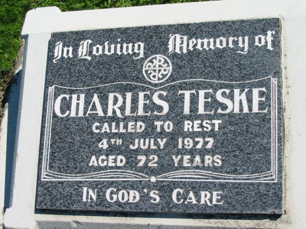 Charles TESKE  | 4 Jul 1977, aged 72  | Mount Beppo Apostolic Church Cemetery  | 
