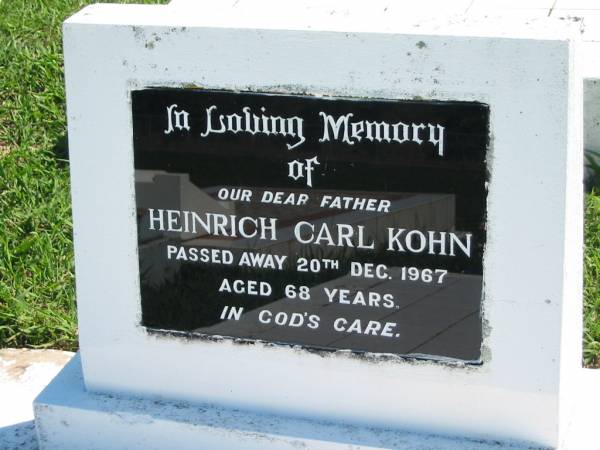 Heinrich Carl KOHN  | 20 Dec 1967, aged 68  | Mount Beppo Apostolic Church Cemetery  | 