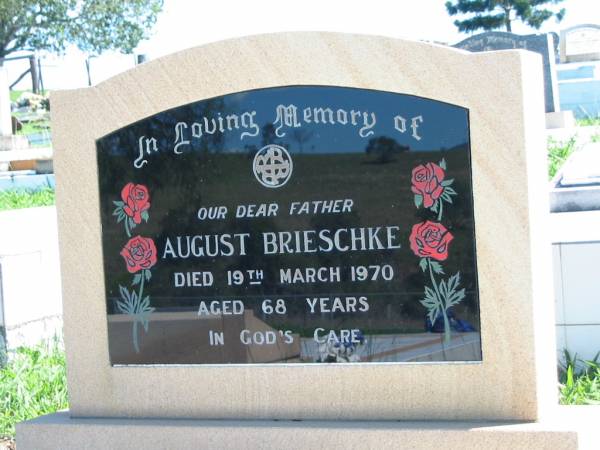 August BRIESCHKE  | 19 Mar 1970, aged 68  | Mount Beppo Apostolic Church Cemetery  | 