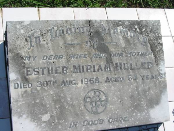 Esther Miriam MULLER  | 30 Aug 1968, aged 64  | Mount Beppo Apostolic Church Cemetery  | 