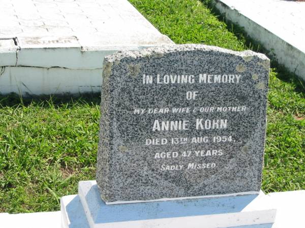 Annie KOHN  | 13 Aug 1954, aged 47  | Mount Beppo Apostolic Church Cemetery  | 