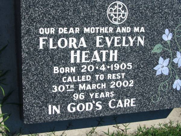 Flora Evelyn HEATH  | b: 20 Apr 1905, d: 30 Mar 2002, aged 96  | Mount Beppo Apostolic Church Cemetery  | 