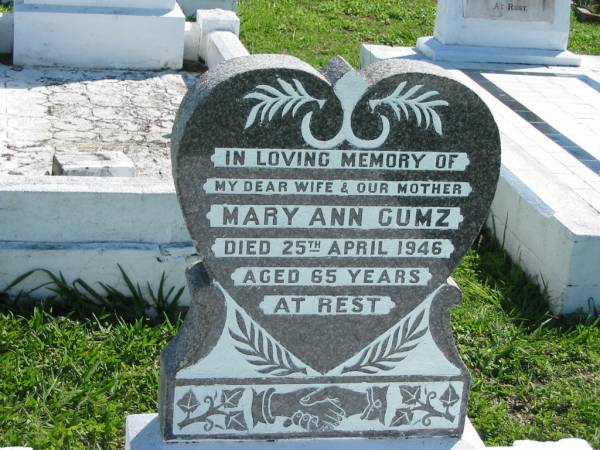 Mary Ann GUMZ  | 25 Apr 1946, aged 65  | Mount Beppo Apostolic Church Cemetery  | 