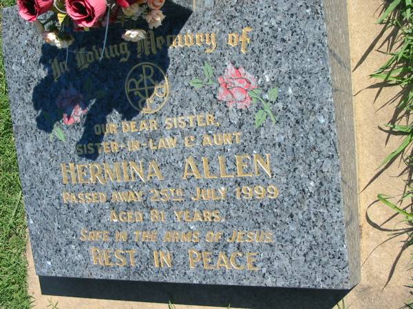 Hermina ALLEN  | 25 Jul 1999,aged 81  | Mount Beppo Apostolic Church Cemetery  | 