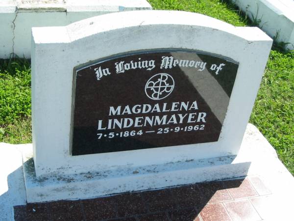 Magdalena LINDENMAYER  | b: 7 May 1864, d: 25 Sep 1962  | Mount Beppo Apostolic Church Cemetery  | 