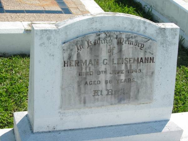 Herman G LEISEMANN  | 9 Jun 1945, aged 66  | Mount Beppo Apostolic Church Cemetery  | 