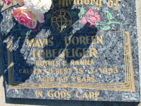 Mavis Doreen LOBEGEIGER  | 15 Mar 1993, aged 69  | Mount Beppo Apostolic Church Cemetery  | 