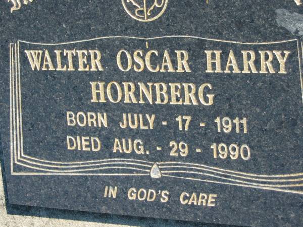 Walter Oscar Harry HORNBERG  | b: 17 Jul 1911, d: 29 Aug 1990  | Mount Beppo Apostolic Church Cemetery  | 