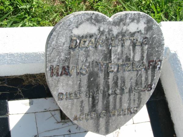 Mavis TETZLAFF  | 11 Oct 1928, aged 6 weeks  | Mount Beppo Apostolic Church Cemetery  | 