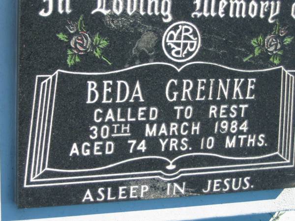 Beda GREINKE  | 30 Mar 1984, aged 74 years 10 months  | Mount Beppo Apostolic Church Cemetery  | 