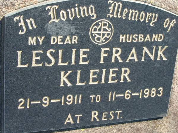 Leslie Frank KLEIER  | b: 21 Sep 1911, d: 11 Jun 1983  | Mount Beppo Apostolic Church Cemetery  | 
