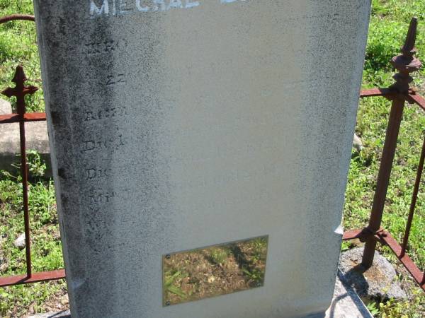 Miechal BLIESNER,  | 22 Sept 1885? aged 89 years 6 months;  | Christine BLIESNER,  | 16-6-1837 - 10-7-1925;  | Mt Beppo General Cemetery, Esk Shire  | 