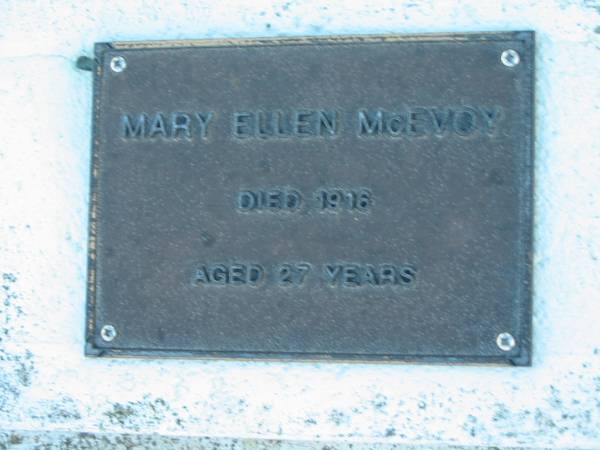 Mary Ellen McEVOY; died 1916; aged 27  | Mt Mee Cemetery, Caboolture Shire  |   | 