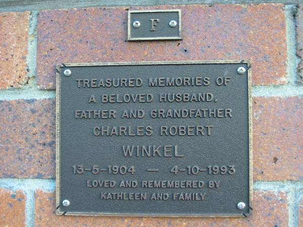 Charles Robert WINKEL; B: 13 May 1904; D: 4 Oct 1993  | remembered by Kathleen  | Mt Mee Cemetery, Caboolture Shire  | 