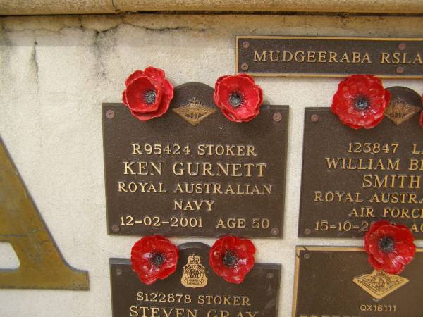 Ken GURNETT; 12-2-2001, aged 50  | War Memorial, Elsie Laver Park, Mudgeeraba  | 