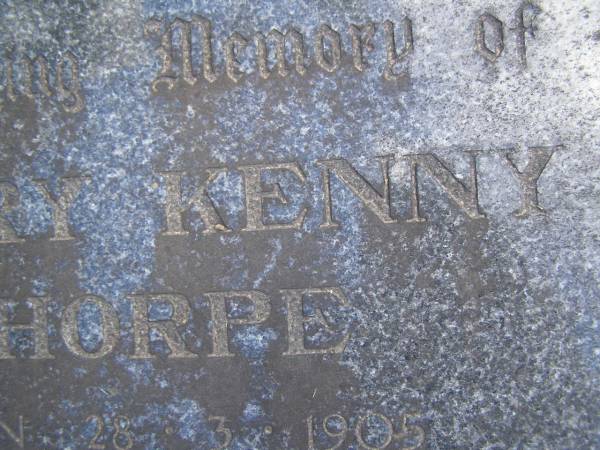 Harry Kenny THORPE,  | born 28-3-1905,  | died 1-9-1983;  | Edith Jean THORPE,  | born 7-10-1908,  | died 16-3-1983;  | Mudgeeraba cemetery, City of Gold Coast  | 