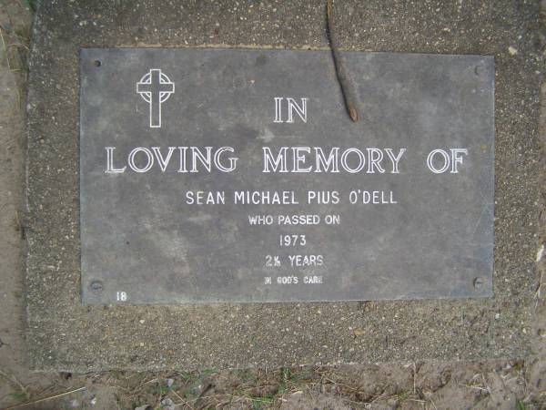Sean Michael Pius O'DELL,  | died 1973 aged 2 1/2 years;  | Mudgeeraba cemetery, City of Gold Coast  | 