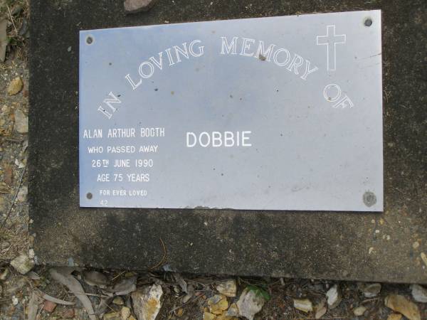 Alan Arthur Booth DOBBIE,  | died 26 June 1990 aged 75 years;  | Mudgeeraba cemetery, City of Gold Coast  | 