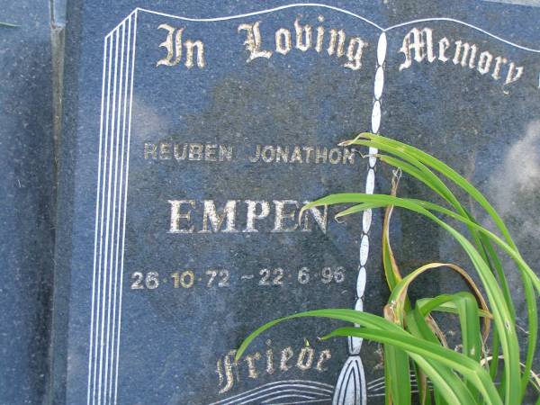 Reuben Jonathon EMPEN,  | 26-10-72 - 22-6-96;  | Mudgeeraba cemetery, City of Gold Coast  | 