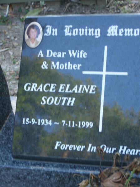 Grace Elaine SOUTH,  | 15-9-1934 - 7-11-1999;  | Mudgeeraba cemetery, City of Gold Coast  | 