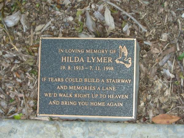 Hilda LYMER,  | 19-8-1913 - 7-11-1998;  | Mudgeeraba cemetery, City of Gold Coast  | 