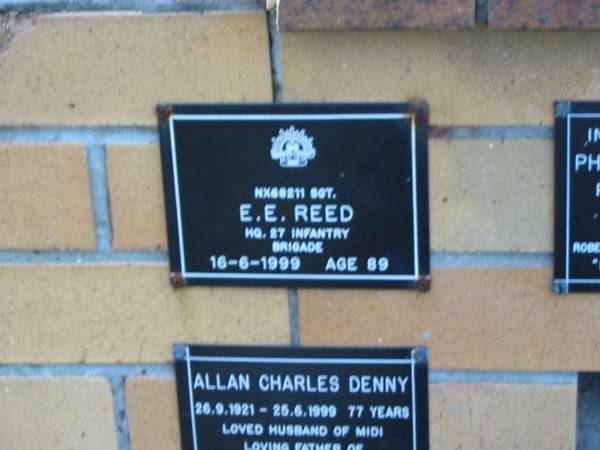 E.E. REED,  | died 16-6-1999 aged 89 years;  | Mudgeeraba cemetery, City of Gold Coast  | 