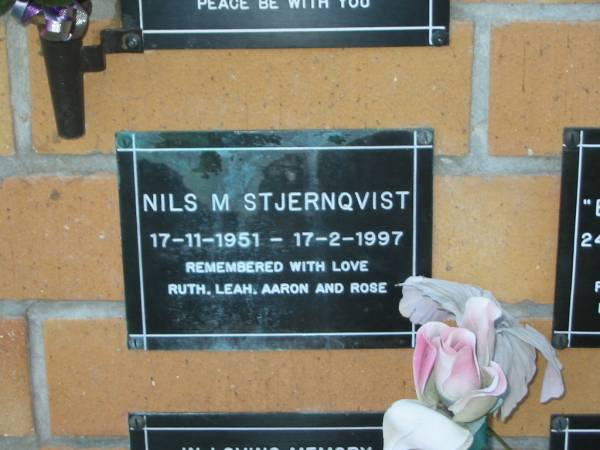 Nils M. STJERNQVIST,  | 17-11-1951 - 17-2-1997,  | remembered by Ruth, Leah, Aaron & Rose;  | Mudgeeraba cemetery, City of Gold Coast  | 