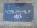 Jeanne Drinnan Marsh TIERNEY, died 8 Feb 2003 aged 93 years; Mudgeeraba cemetery, City of Gold Coast 