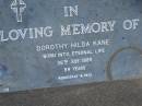 Dorothy Hilda KANE, died 26 July 1989 aged 89 years; Mudgeeraba cemetery, City of Gold Coast 