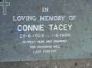 Connie TACEY, 28-6-1924 - 1-8-1989, mum grandma; Mudgeeraba cemetery, City of Gold Coast 
