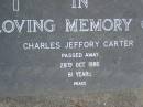 Charles Jeffory CARTER, died 28 Oct 1986 aged 81 years; Mudgeeraba cemetery, City of Gold Coast 