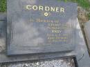 Andy CORDNER, husband father, died 4-4-1980 aged 60 years; Mudgeeraba cemetery, City of Gold Coast 