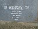 Ruby REAY, wife mother, died 24 Jan 1985 aged 75 years; Mudgeeraba cemetery, City of Gold Coast 