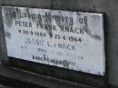 Peter Frank KNACK, 30-9-1889 - 25-6-1964; Jessie L. KNACK, 21-8?-1886 - 10-8-1974; Mudgeeraba cemetery, City of Gold Coast 