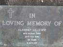 
Clement GILLESPIE;
d: 25-2-1990,
aged 80;
Mudgeeraba cemetery, City of Gold Coast
Research Contact: Adelle Jordan (da.jordan@bigpond.com)
