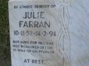 Julie FARRAN, 10-11-52 - 14-2-94; Mudgeeraba cemetery, City of Gold Coast 