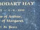 Joan Stoddart HAY, 11-1-1915 - 4-4-1999, widow of Arthur, mother of Margaret; Mudgeeraba cemetery, City of Gold Coast 