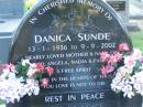 Danica SUNDE, 13-1-1936 - 9-9-2002, mother nana of David, Angela, Nadia & family; Mudgeeraba cemetery, City of Gold Coast 